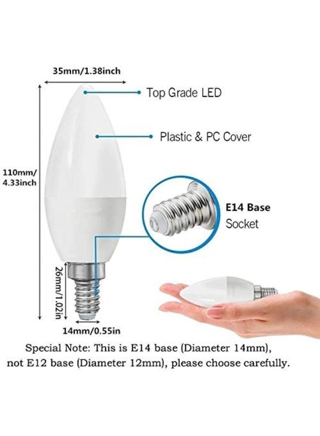 فكسر مصابيح LED على شكل شمعدان، لون أبيض 6500 كلفن، قاعدة E14، 7 واط، غير قابلة للتعتيم، 220 فولت، عبوة من 10 مصابيح - Image 3